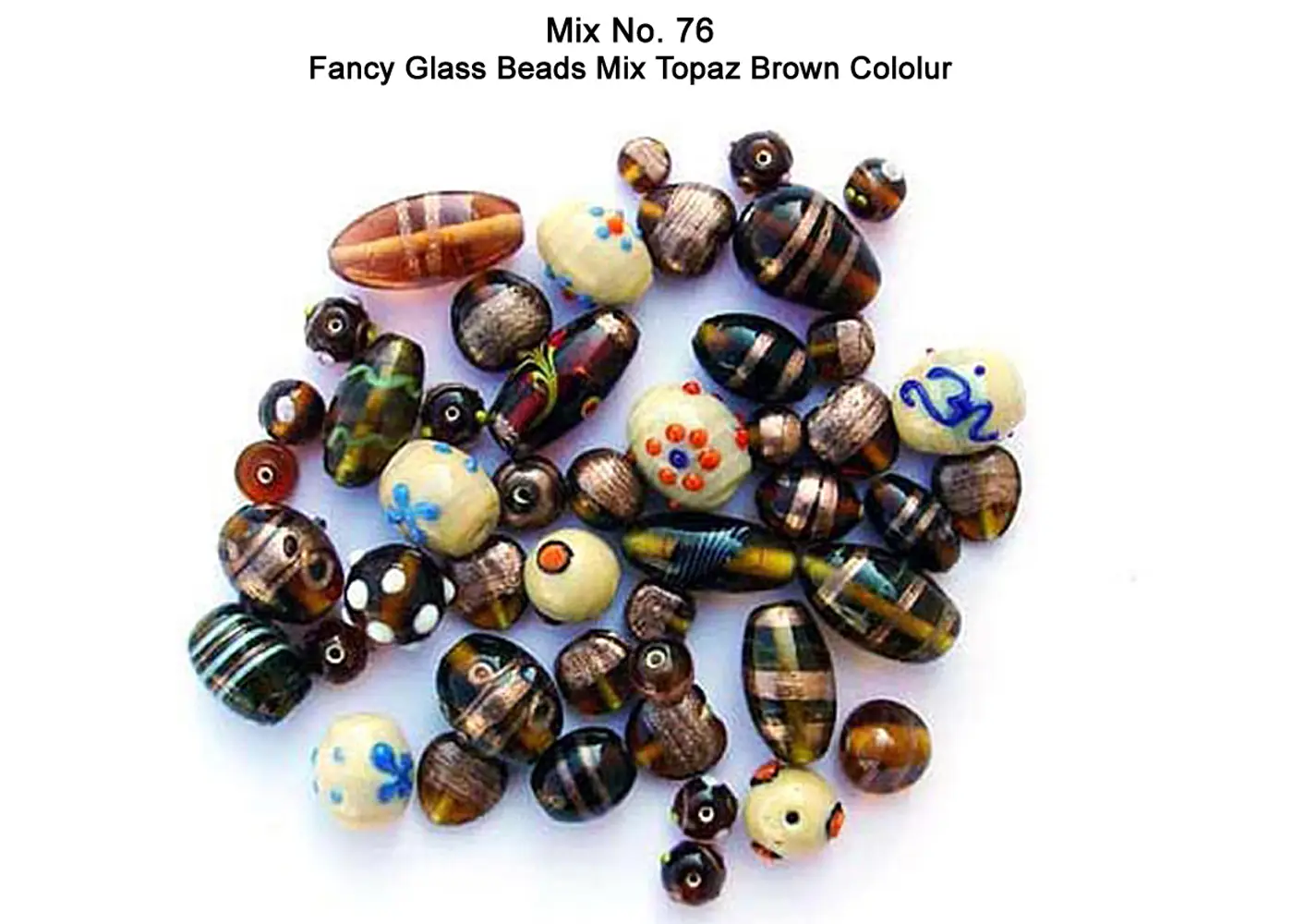 Fancy Glass Beads in Topaz Brown color